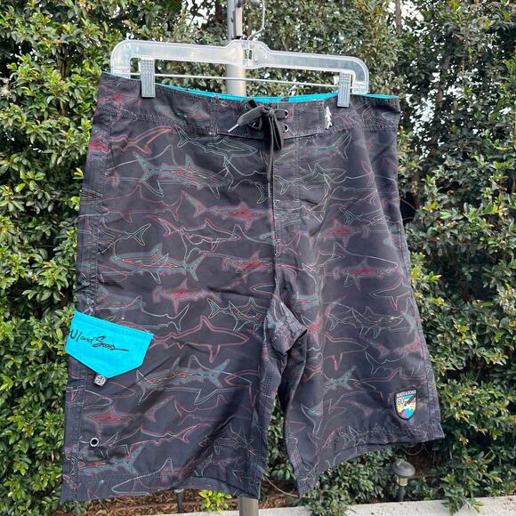 New with Tags Maui and Sons Shark Board Shorts Swim Retro Men’s 34 - Picture 3 of 9